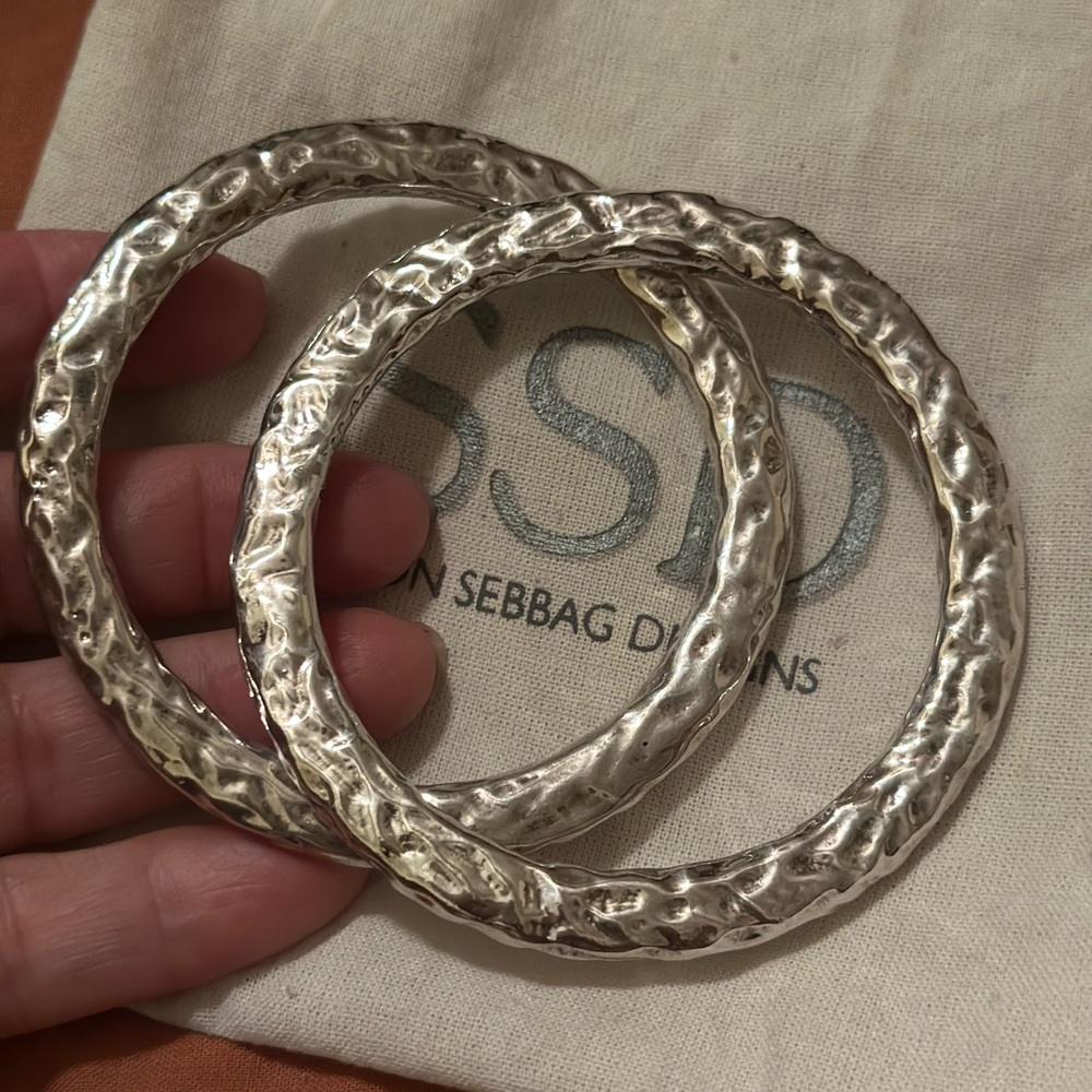 Simon Sebbag Silver Hammered Bracelets